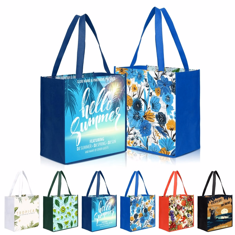 Sublimated PET Non-Woven Grocery Tote Bag w/ Gusset