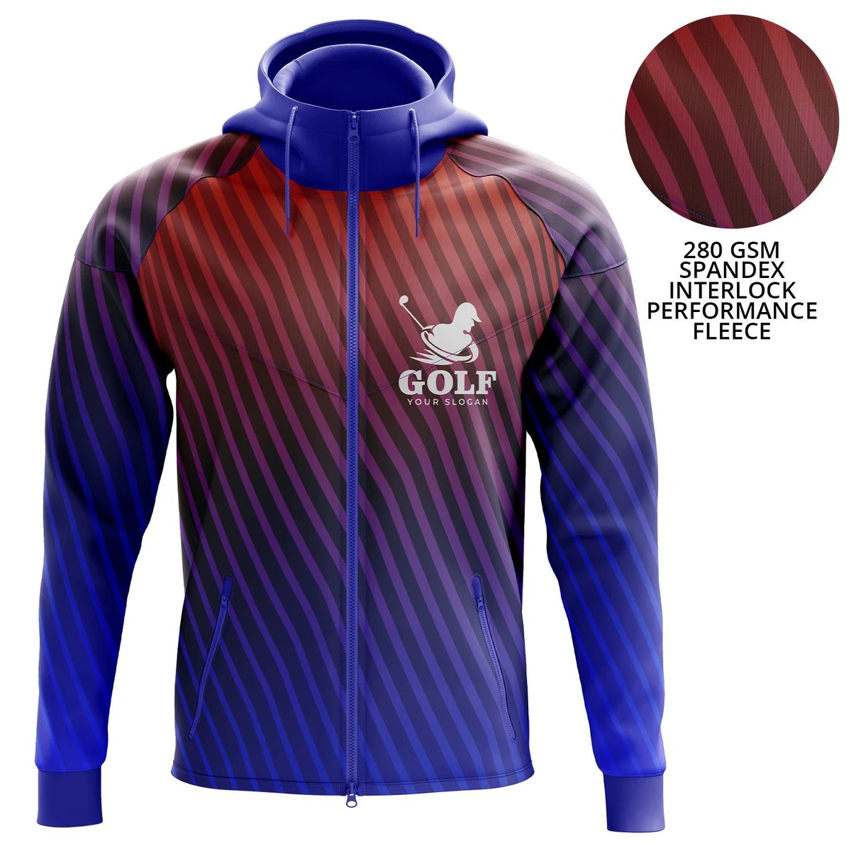 Unisex 280 GSM Spandex Interlock Fleece Zipper Hoodie with zipper pockets 1