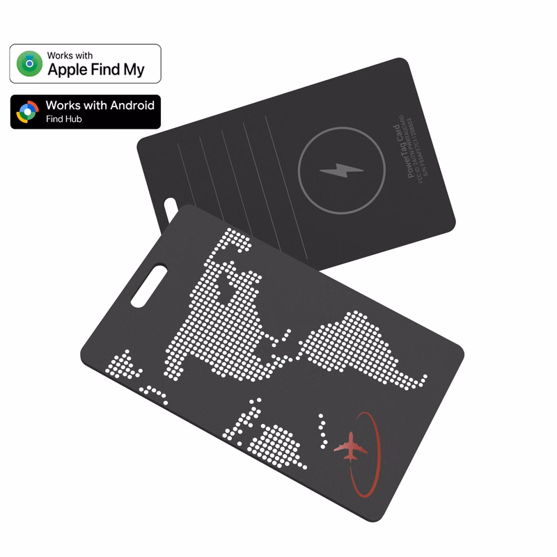 PowerTag Card: Ultra Thin Bluetooth Tracker with Apple Find My and Google's Find Hub (black)