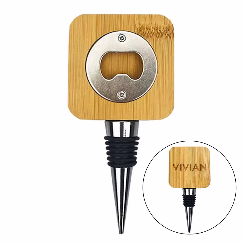 2-in-1 Bamboo Bottle Opener Wine Stopper