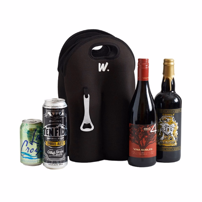 4 Pack Neoprene Beer Carrier Wine Bottle Holder with Opener