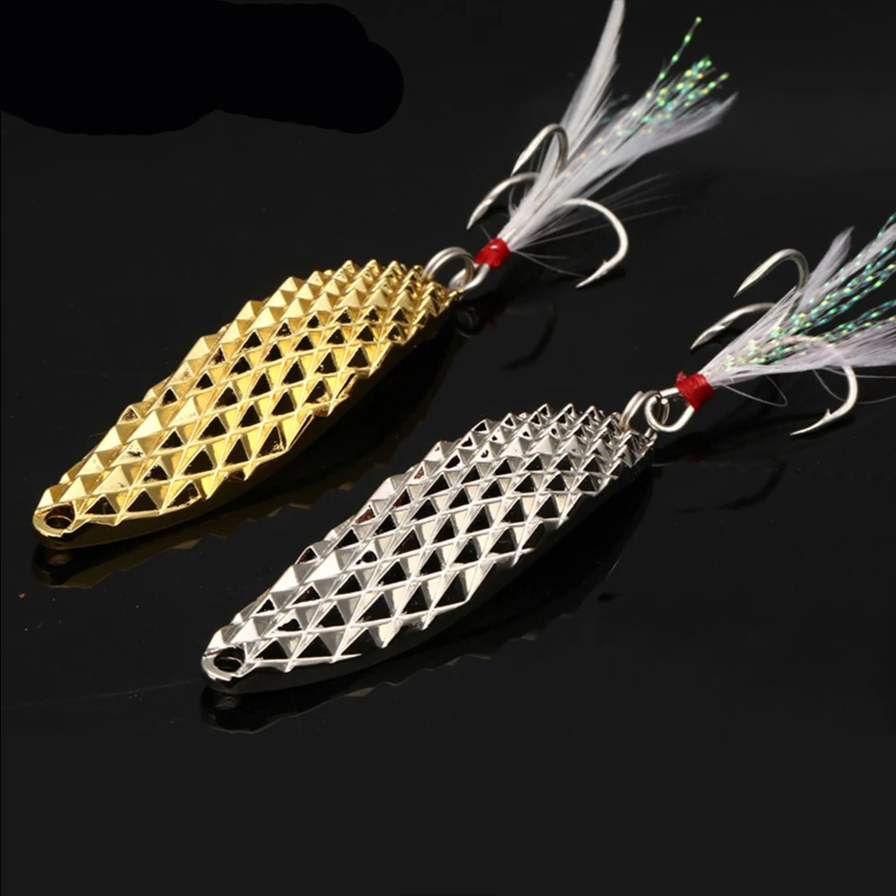 15 Gram Spoon Fishing Lure with Feather Treble Hooks 1