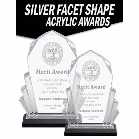 Acrylic: Facet 6x8", Silver/Black base