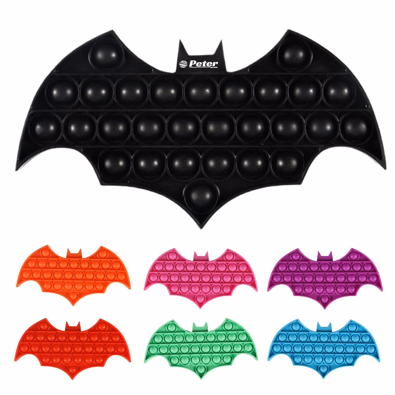 Halloween Colorful Bat Shaped Push Pop Bubble Ball Toy