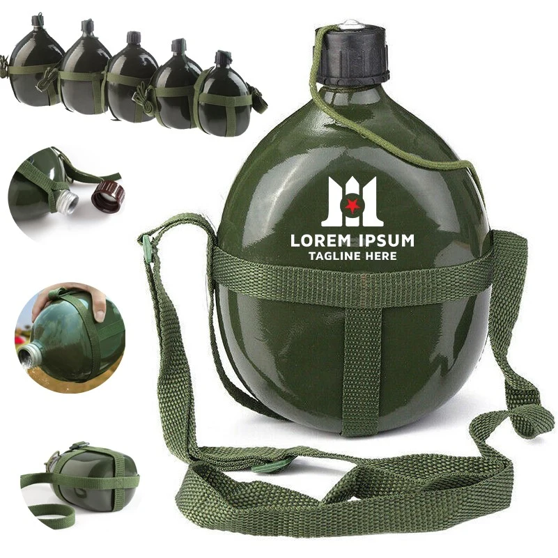 32oz/1L Army Green Classical Aluminum Water Bottle, custom water bottle with logo imprint 1