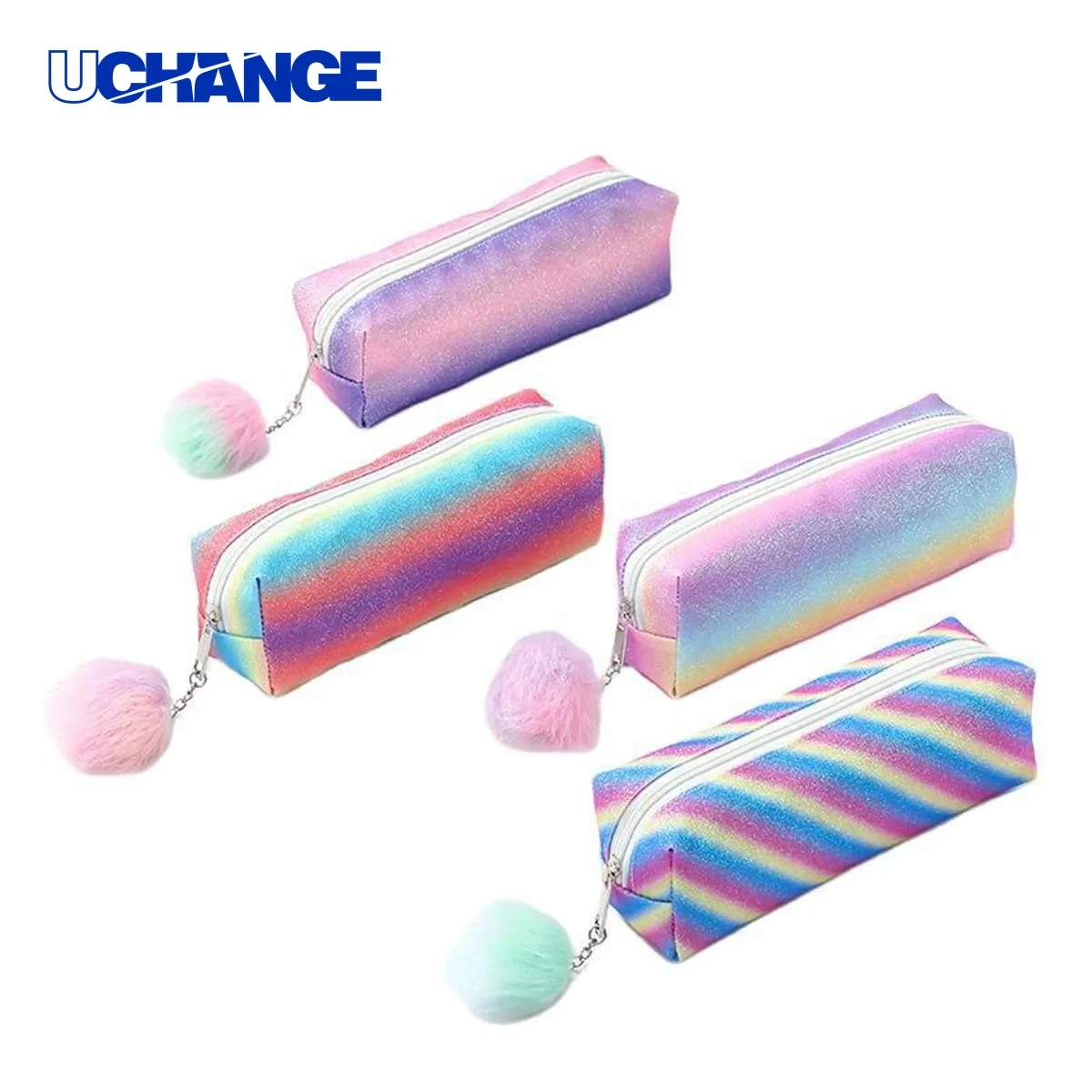Rainbow Plush Ball Pencil Case 1