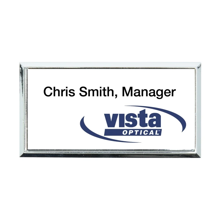 Plastic Framed Badges Square Corners (1.5"X3") (Full Color) 1
