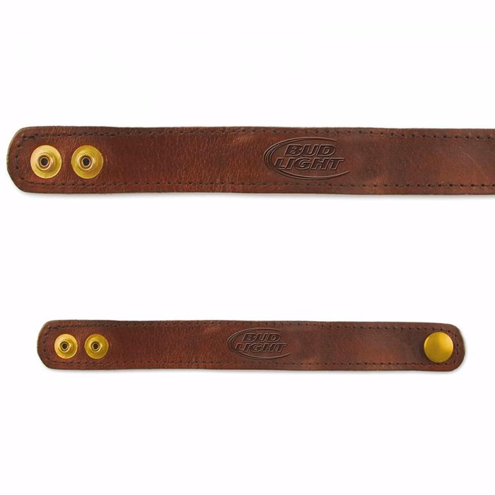 Synthetic Leather Bracelet with Embossed Logo (2 Snaps)