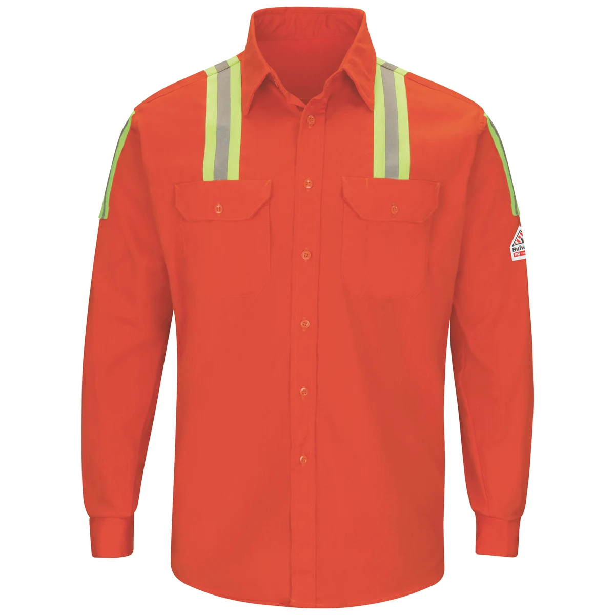 Bulwark® Men's Midweight FR Enhanced Visibility Uniform Shirt with Silver/Yellow Striping 1