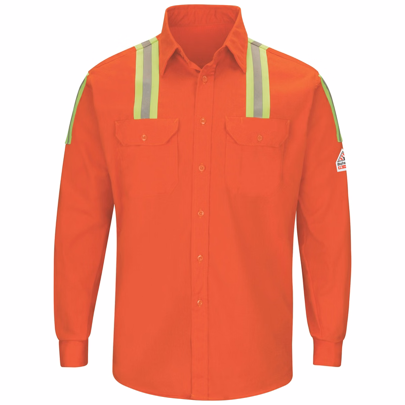 Bulwark® Men's Midweight FR Enhanced Visibility Uniform Shirt with Silver/Yellow Striping