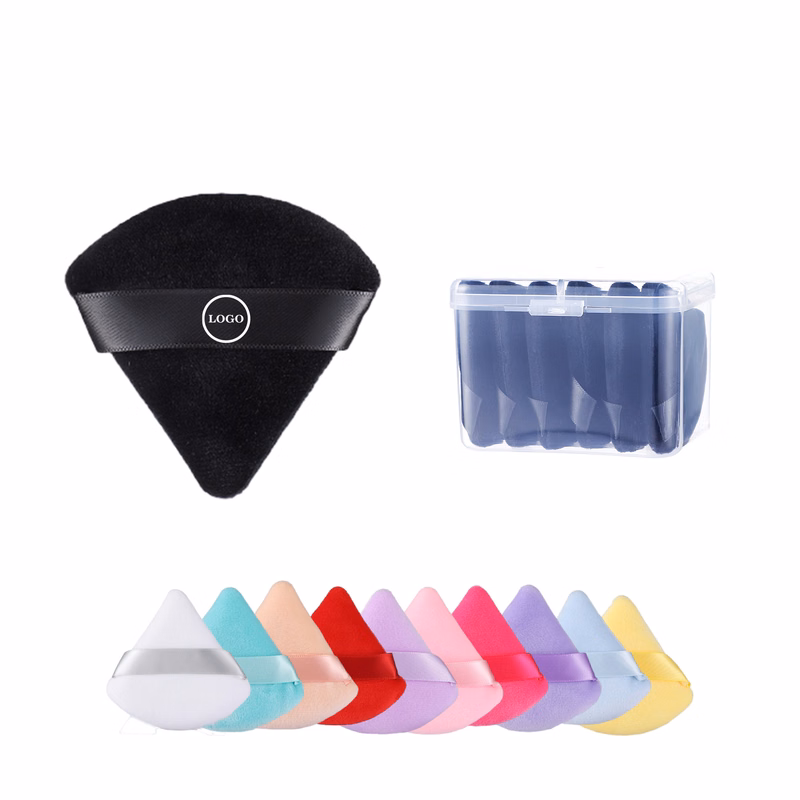 Triangle Powder Puffs Soft Velour 6PCS Makeup with Case