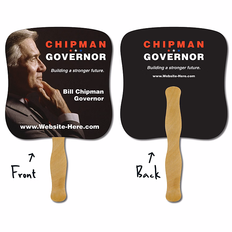 Political Hand Fan - 7.375x7.75 Laminated -14 pt.