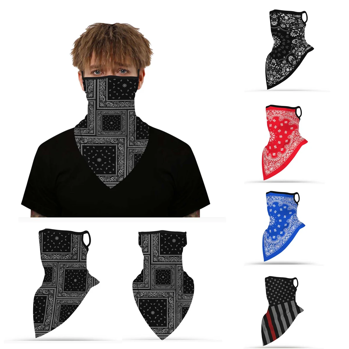 Triangle Face Mask Bandanas With Ear Loops 1