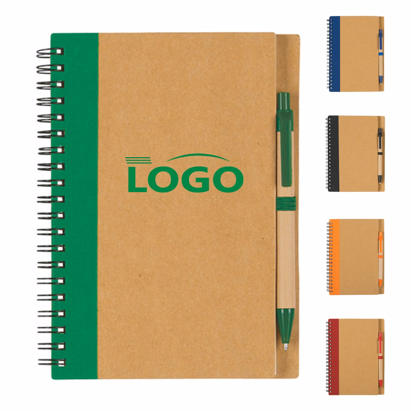 Sustainable 7x5 Inch Notebook with Attached Pen