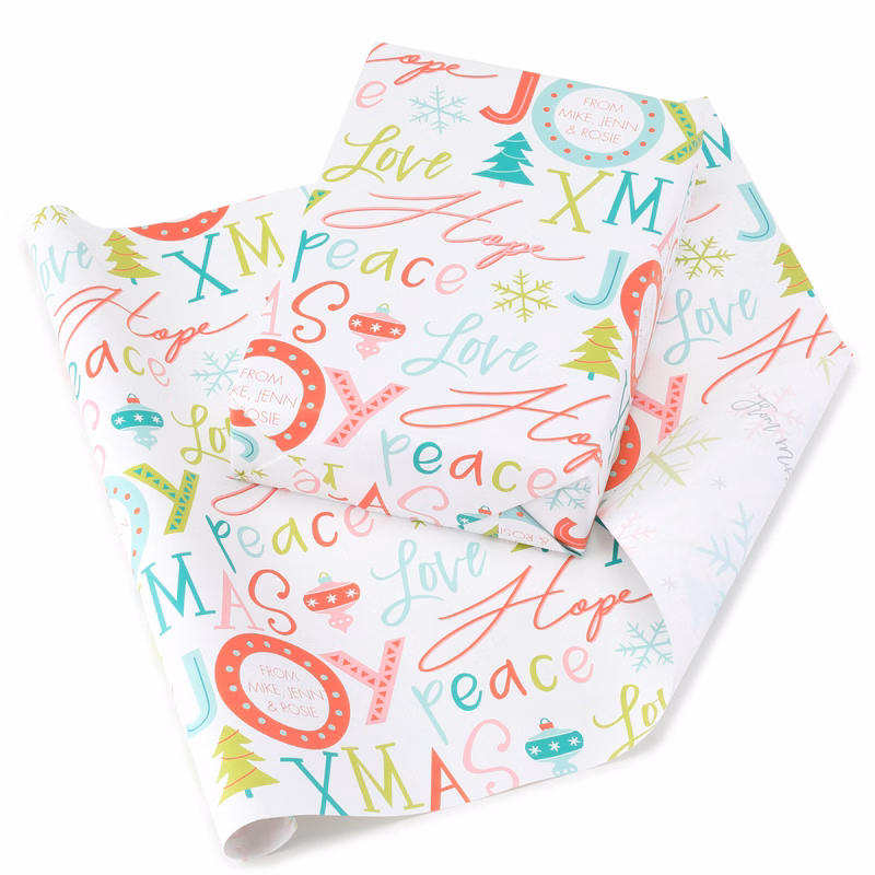 Holiday Wording Reversible Wrapping Paper (28"x20")