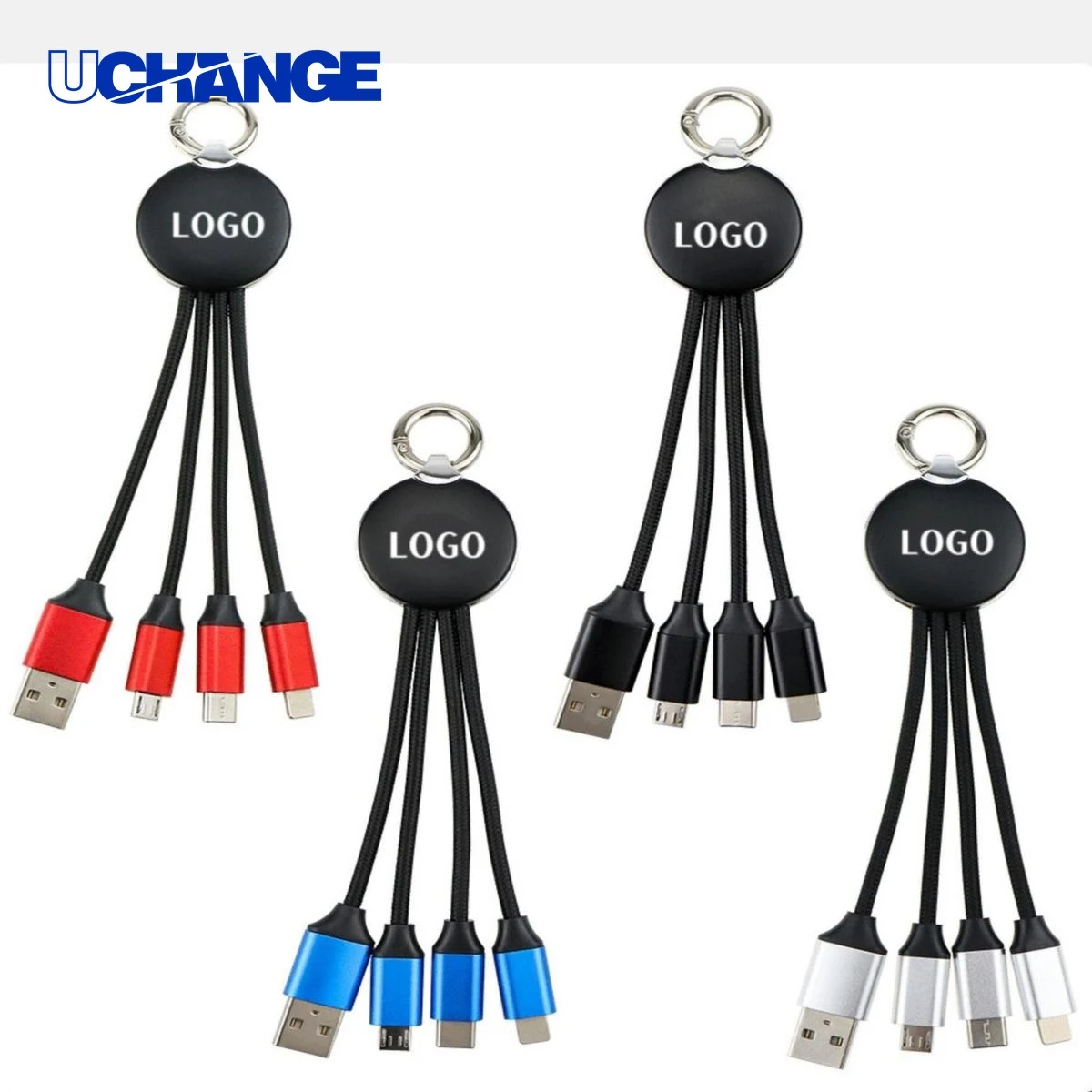 3-in-1 Braided Charging Cable with LED Logo 1