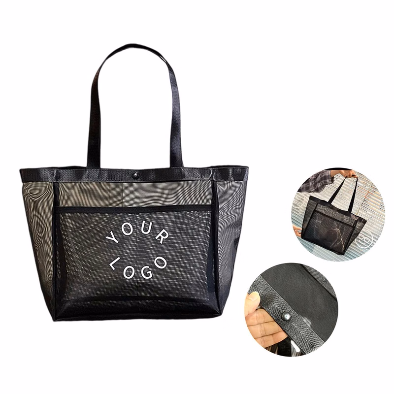 Nylon Mesh Tote Bag with Zipper Closure