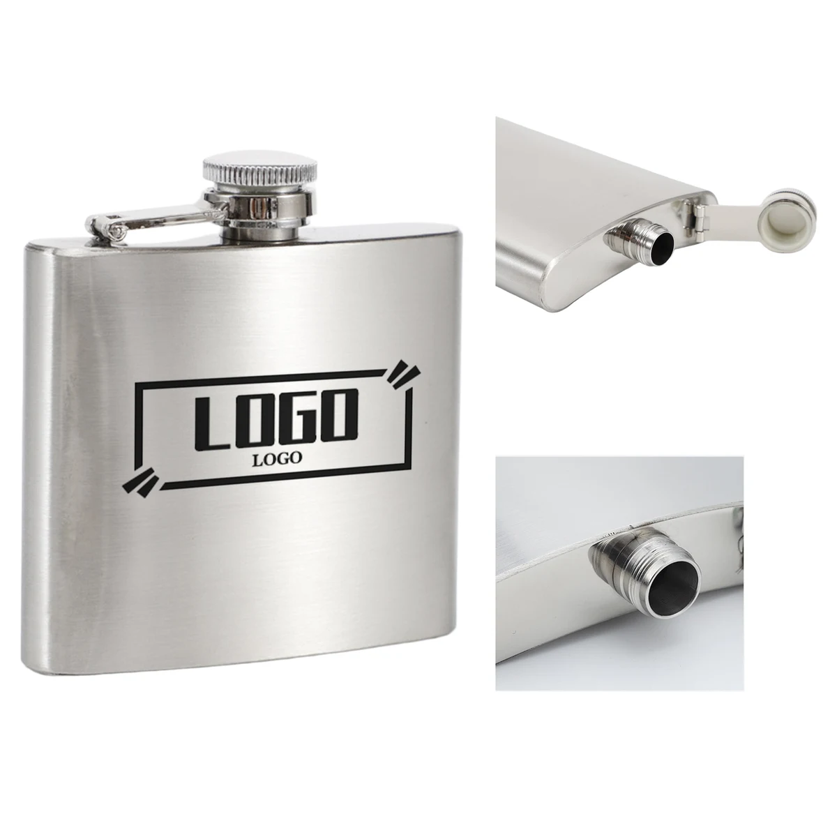 Durable Stainless Steel Pocket Flask, custom water bottle with logo imprint 1
