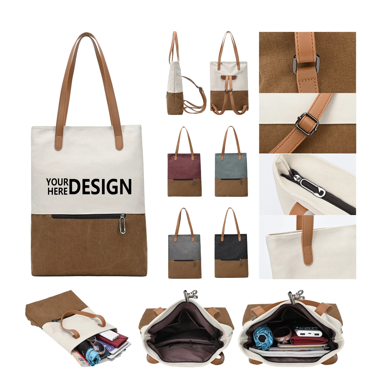 Canvas Shoulder and Handbag Commuter Backpack 1