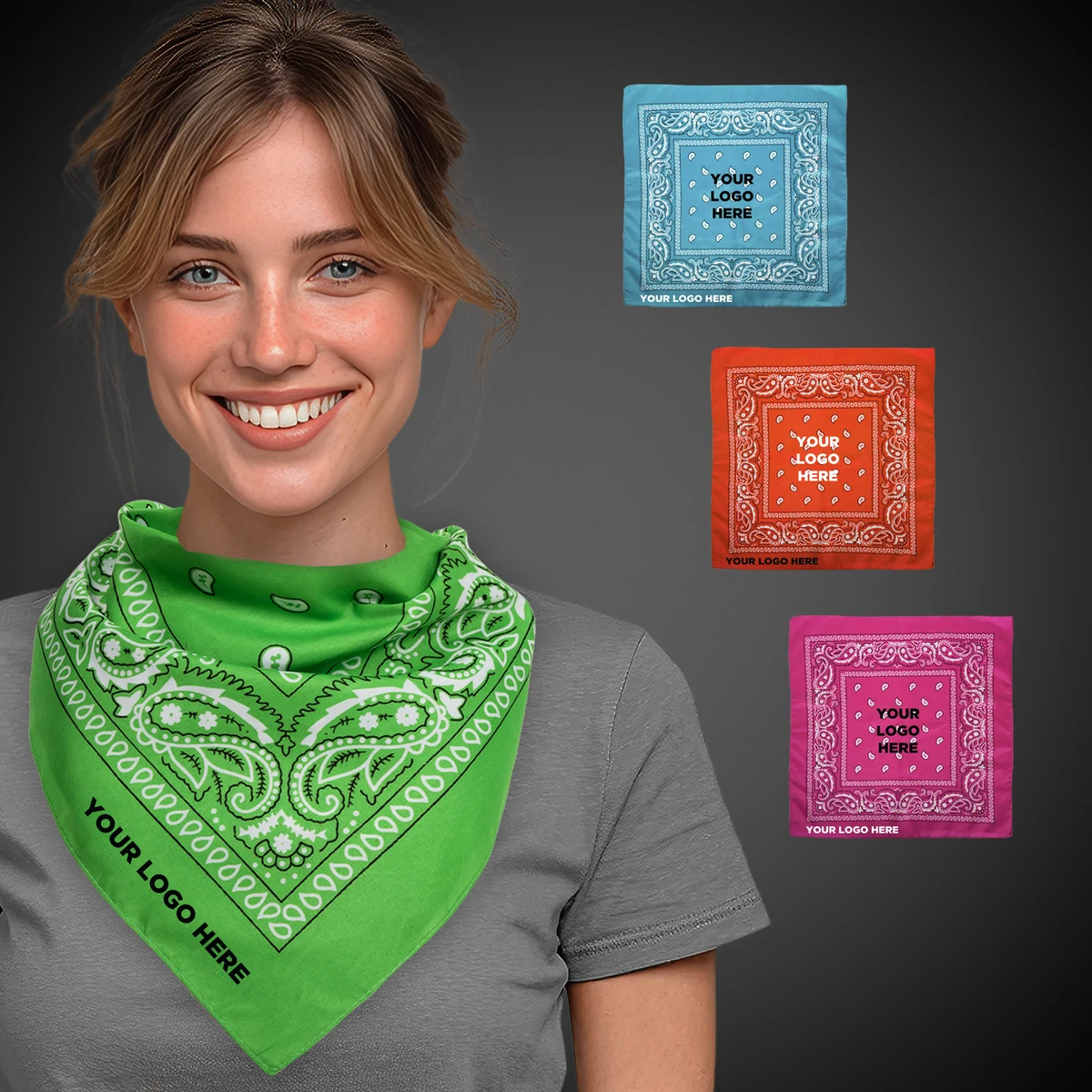 Neon Polyester Bandanas 18" X 18"(Silk Screen) 1
