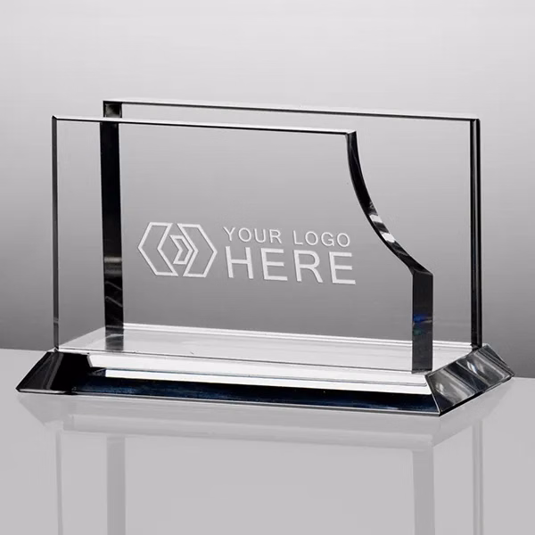 Crystal desk business card holder