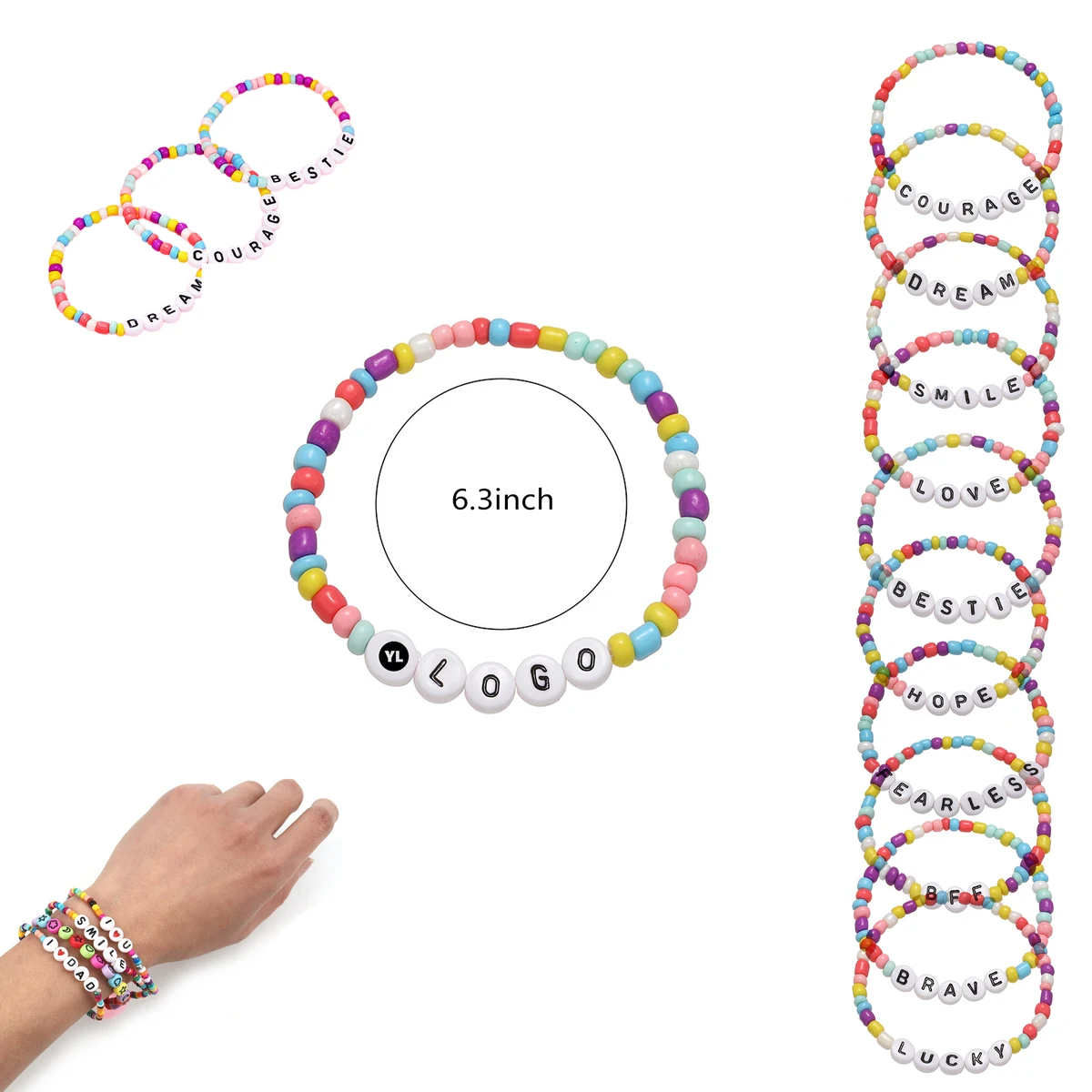 Custom Bohemian letter Stackable Bead Bracelet 1