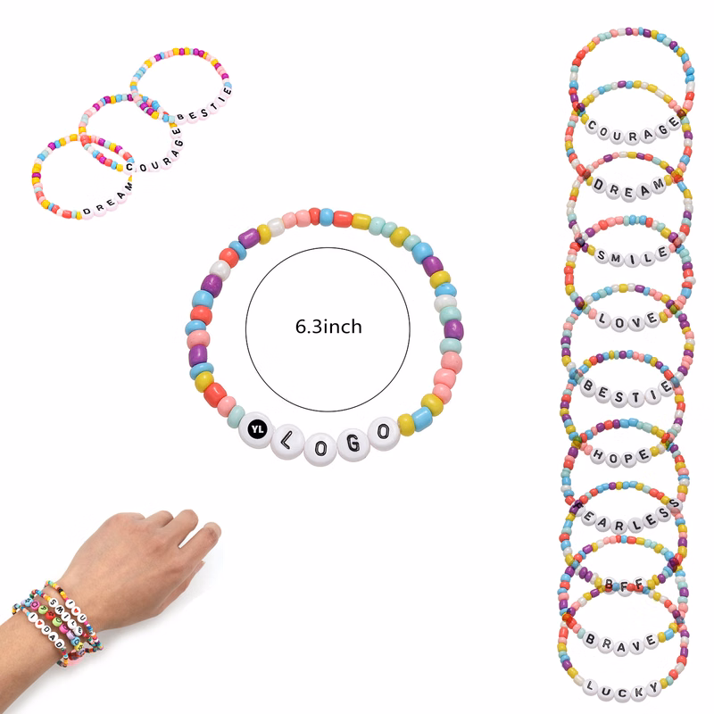 Custom Bohemian letter Stackable Bead Bracelet