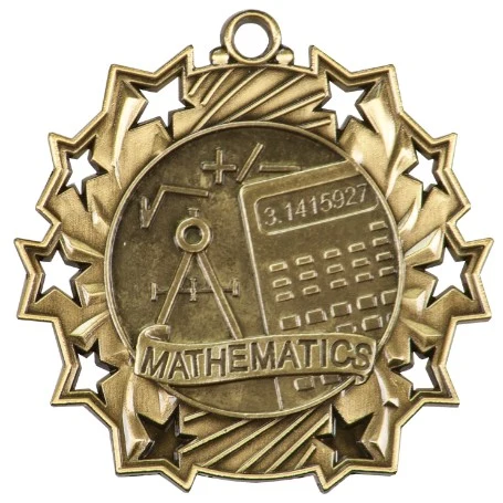 Math Ten Star Medal, 2-1/4" 1