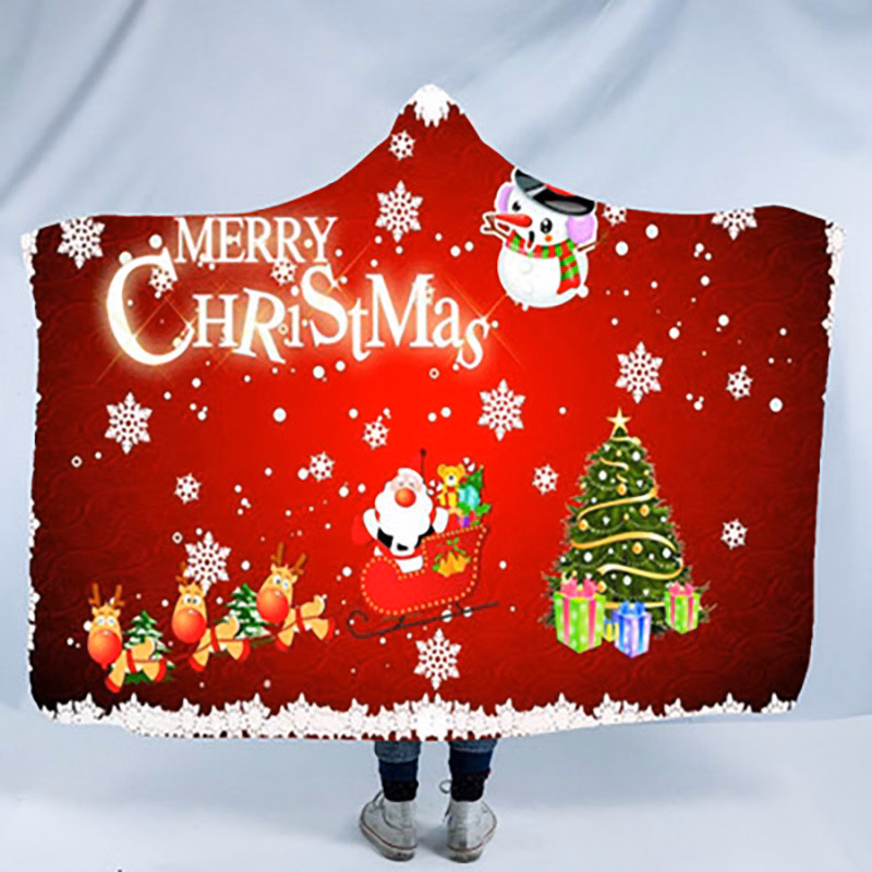 3D Digital Imprint Double Layer Christmas Blanket Cloak