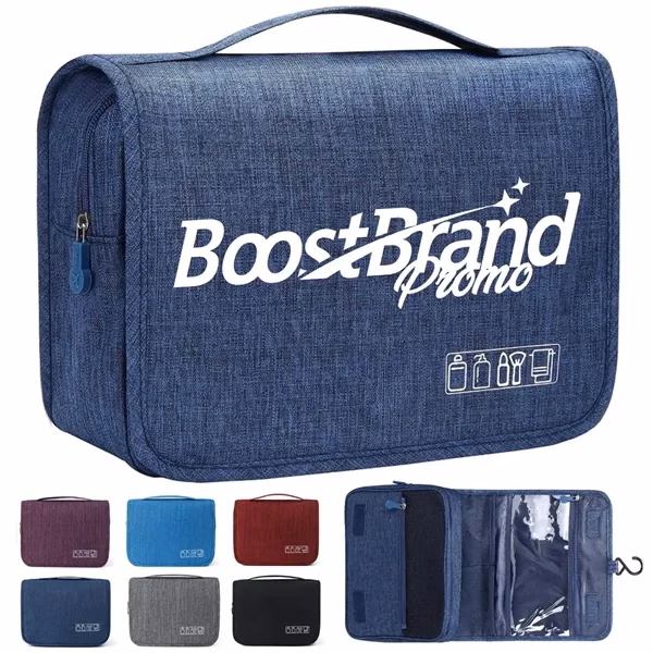 Custom Hanging Toiletry Organizer Bag with Dry Wet Separation — Business Travel Essential