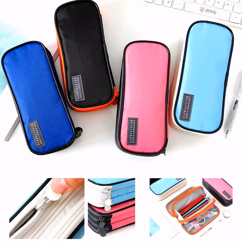 3 Compartments Zipper Pencil Bag