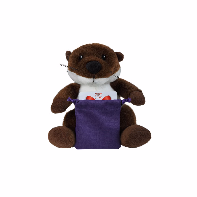 Soft Plush Stuffed Sitting Otter with Gift Card Sack