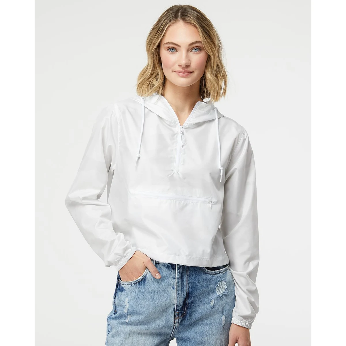 Women's Lightweight Quarter-Zip Pullover Crop Windbreaker - EXP64CRP 1
