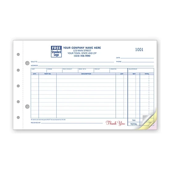 Auto Parts Sales Order, Side-Stub 1