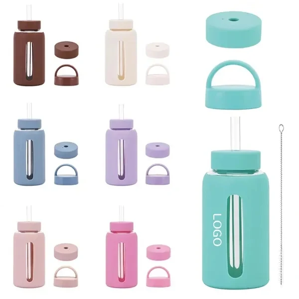 Silicone Sleeve Glass Cup with 20 oz Eco-Friendly Reusable 1