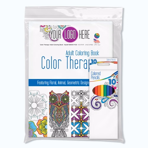 Color Therapy™ 24 Page Adult Coloring Book with Colored Pencils