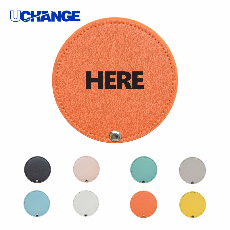Round Leather Makeup Mirror