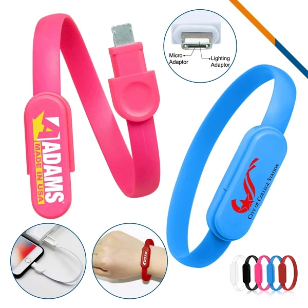 Custom 2-in-1 Wrist Charging Cable with Snap Design — Pocket Travel Charger 1