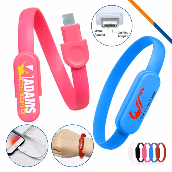 Custom 2-in-1 Wrist Charging Cable with Snap Design — Pocket Travel Charger
