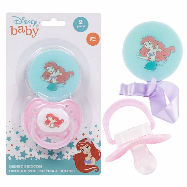 Disney Pacifier & Clip Sets - Little Mermaid 2pk