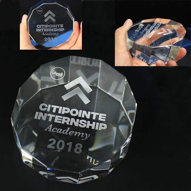CRYSTAL DOUBLE OCTAGON PAPERWEIGHT 1