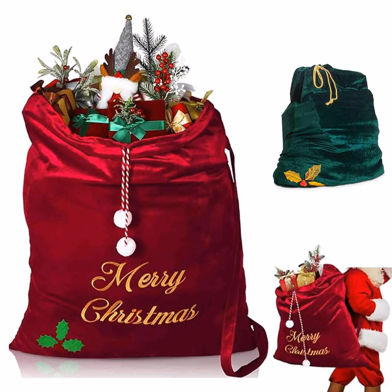 Large Christmas Velvet Santa Bags
