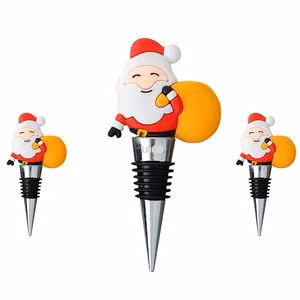 Cheerful PVC Smile Santa Claus Wine Cork Bottle Stopper