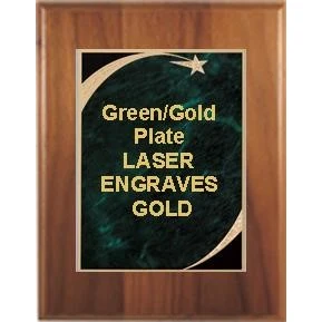 7" x 9" Cherry Finish Plaque with a Green Victory Star Marble Plate 1