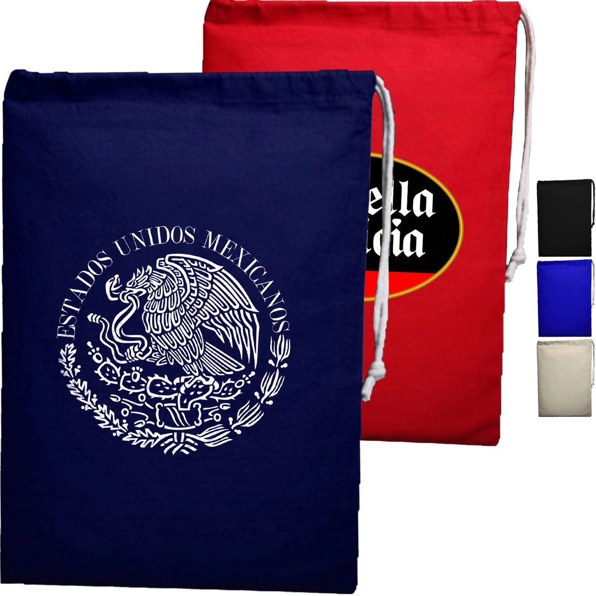 100% Cotton Sheeting File Drawstring Bag USA Decorated (11" x 16") 1
