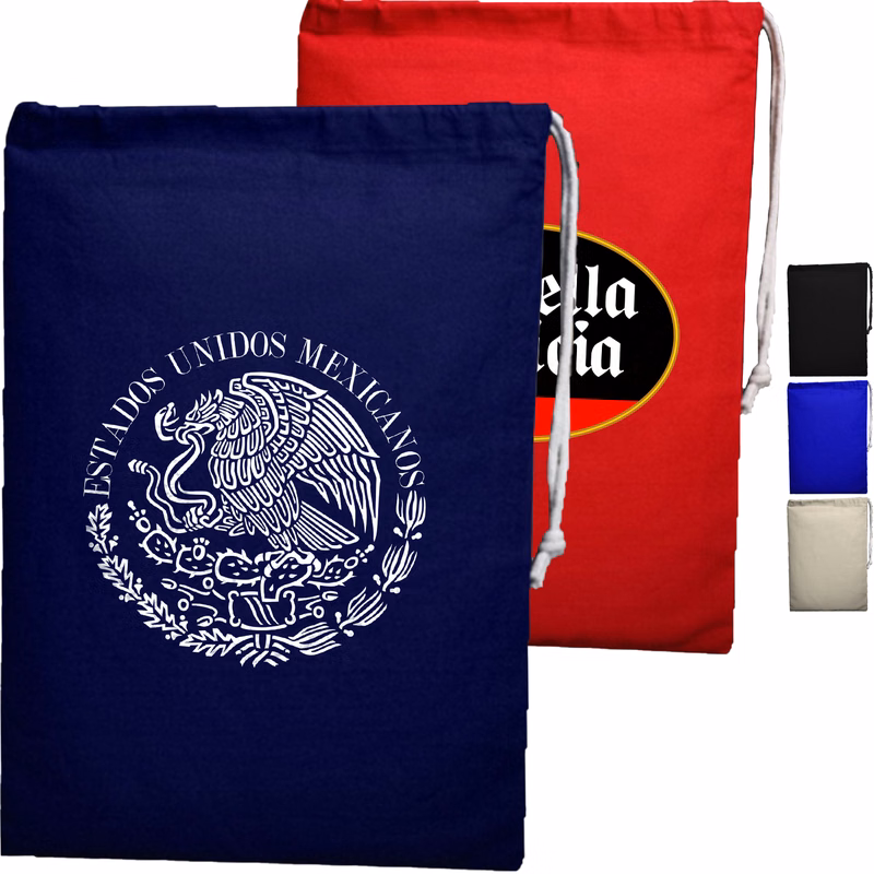 100% Cotton Sheeting File Drawstring Bag USA Decorated (11" x 16")