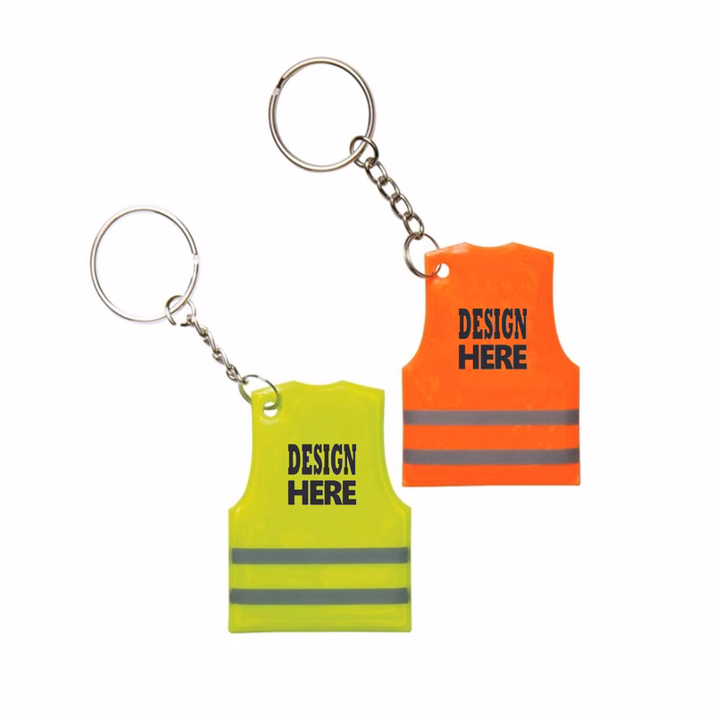 Reflective Vest Style Charm Keychain For Brand Promotion