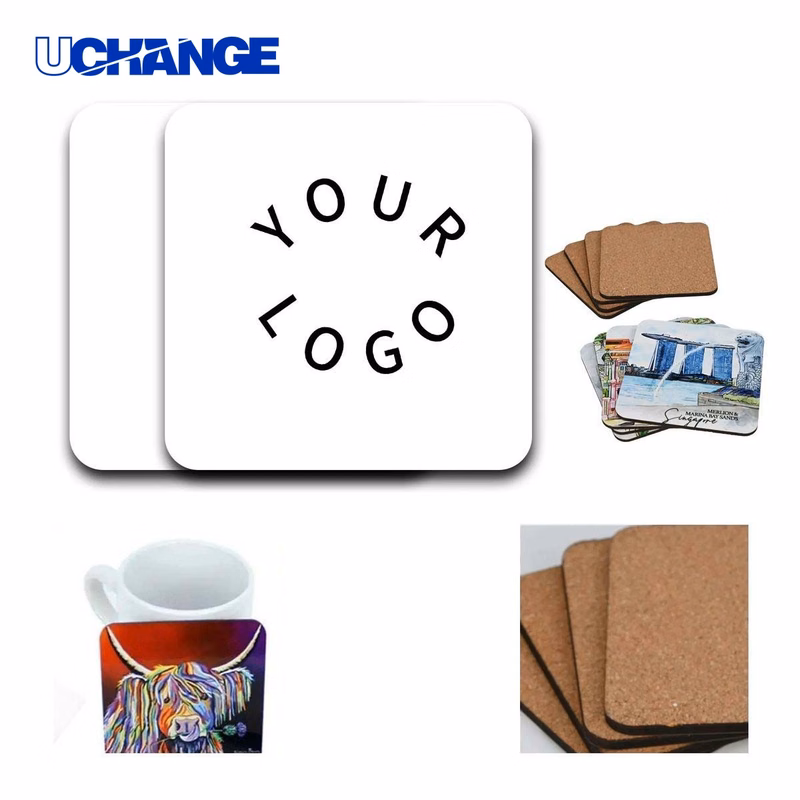 Cork Drink Coaster Square Durable with Natural Cork Base