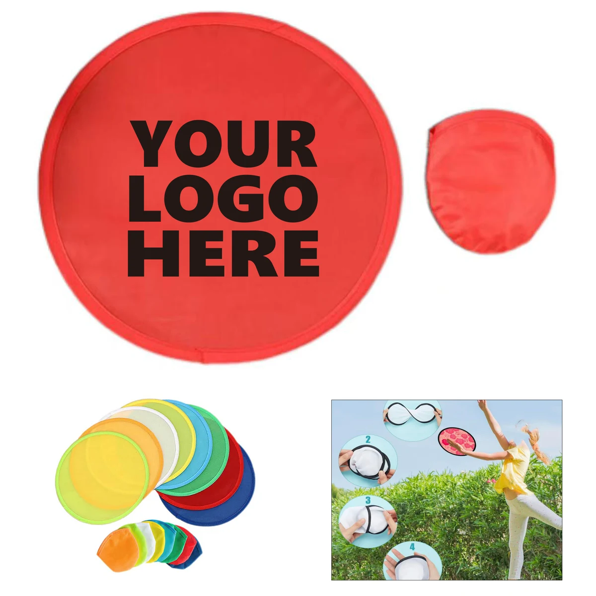 Folding Pocket Advertising Flying Disc Fans 1