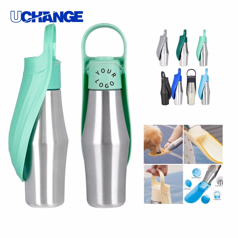 27oz Pet Travel Water Bottle with Drinking Tray MOQ 50